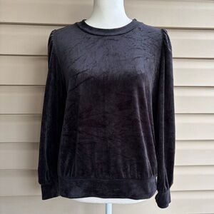 •LOFT• Black Velour Plush Pullover Top - Size Medium